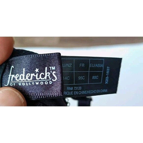 Frederick’s of Hollywood Bra Size 36C Black and Teal Lace Balconette Underwired - Picture 4 of 9